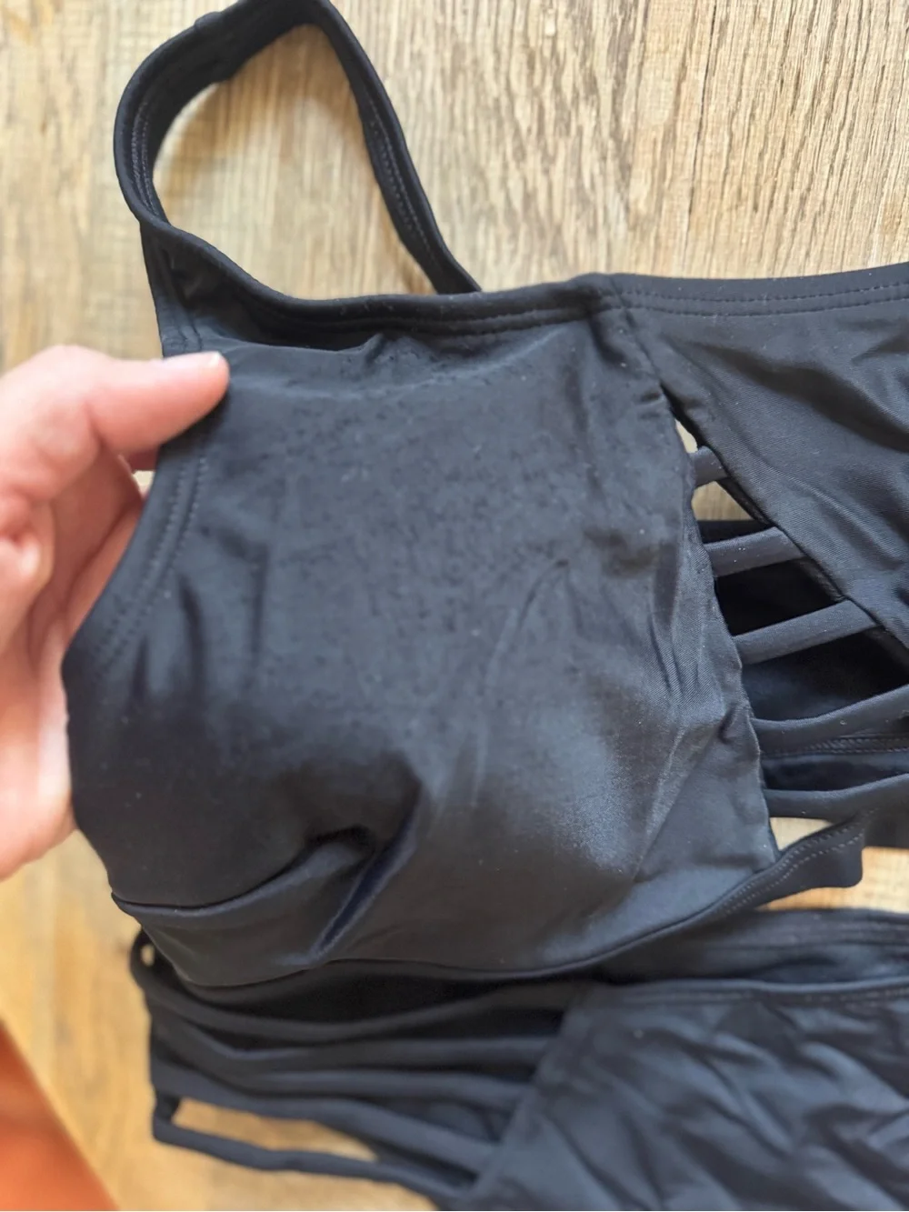 Adore Me Black One-Shoulder Strappy Bikini Set